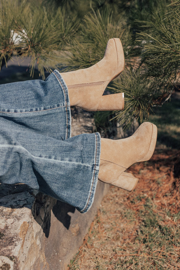 The Alondra Faux Suede Boot In Iced Latte
