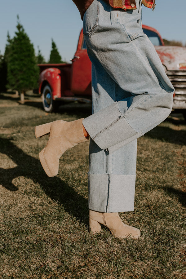 The Alondra Faux Suede Boot In Iced Latte