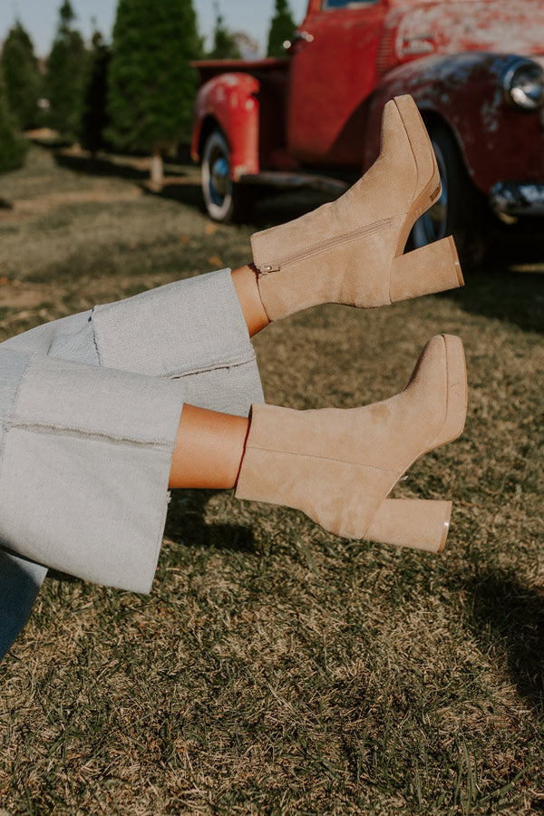 The Alondra Faux Suede Boot In Iced Latte