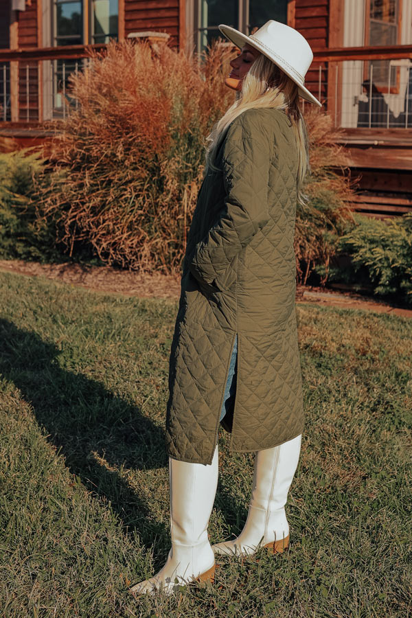 Chilly Wind Quilted Coat in Sage