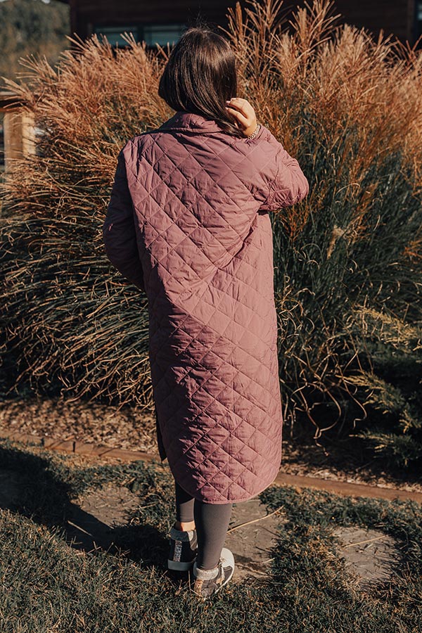 Chilly Wind Quilted Coat in Light Royal Plum