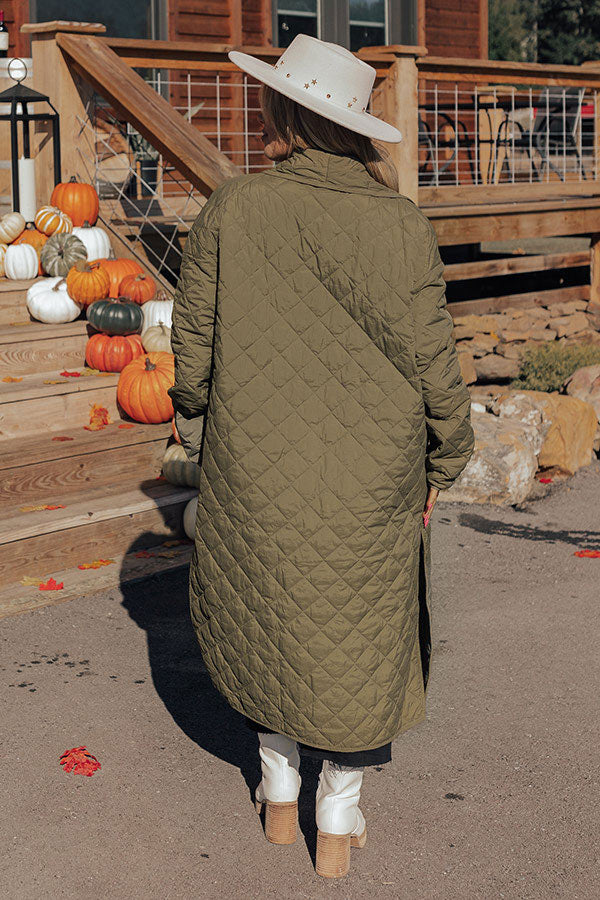 Chilly Wind Quilted Coat in Sage Curves