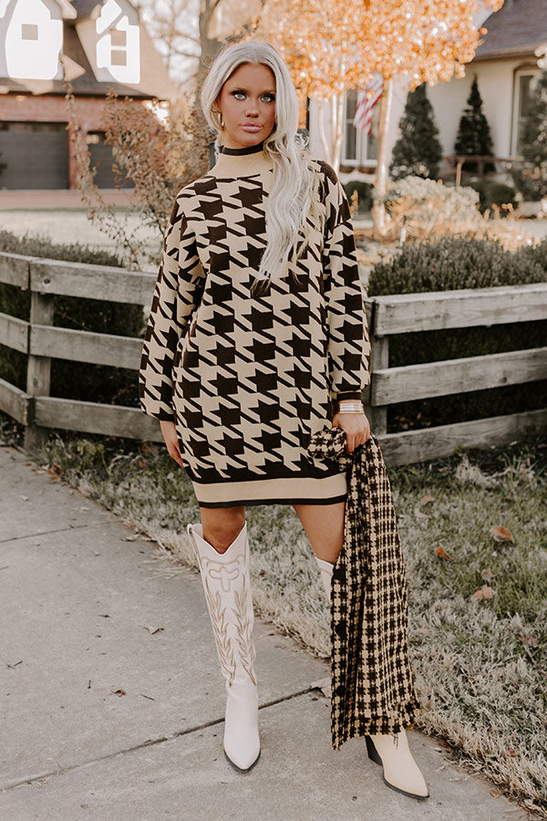 Smooth Sounds Houndstooth Sweater Dress