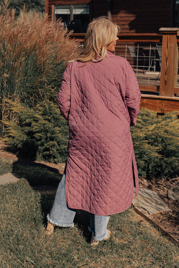 Chilly Wind Quilted Coat in Light Royal Plum Curves