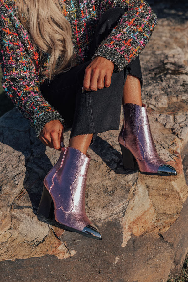 The Kaylie Metallic Bootie In Pink