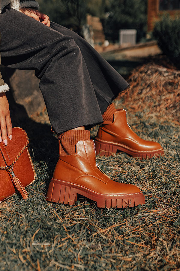 The Ashley Faux Leather Boot In Brown