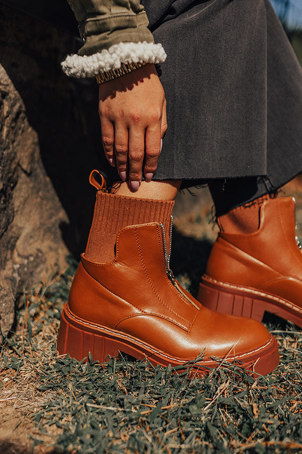The Ashley Faux Leather Boot In Brown
