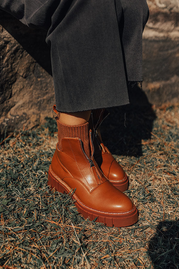 The Ashley Faux Leather Boot In Brown