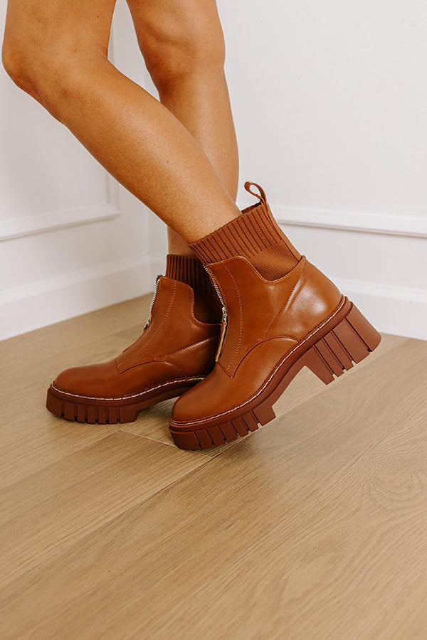 The Ashley Faux Leather Boot In Brown