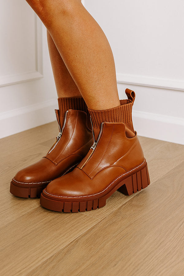 The Ashley Faux Leather Boot In Brown