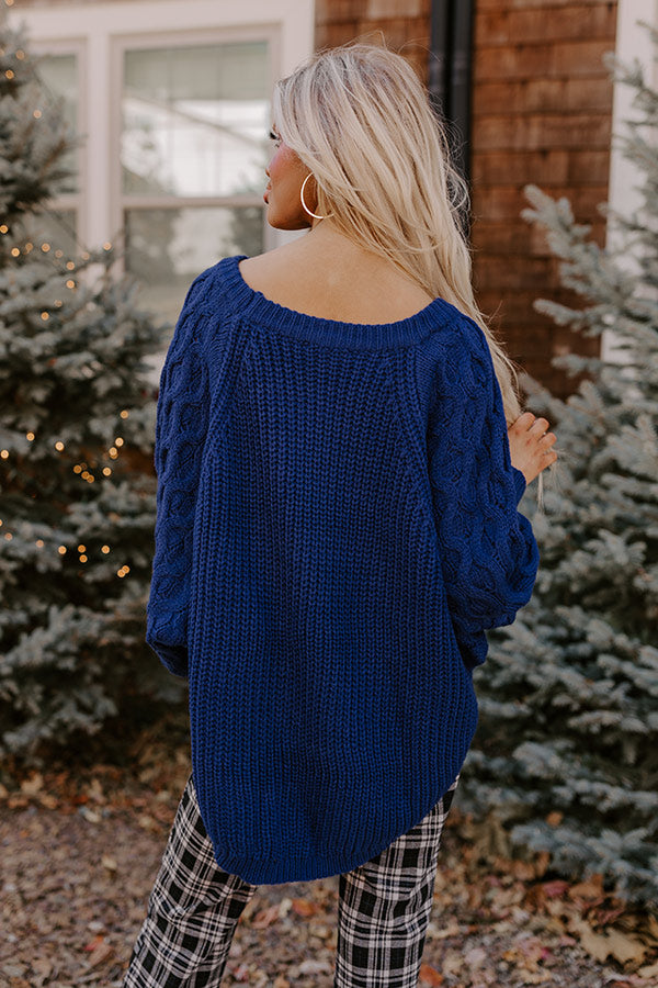 Cozy Callings Knit Sweater in Royal Blue