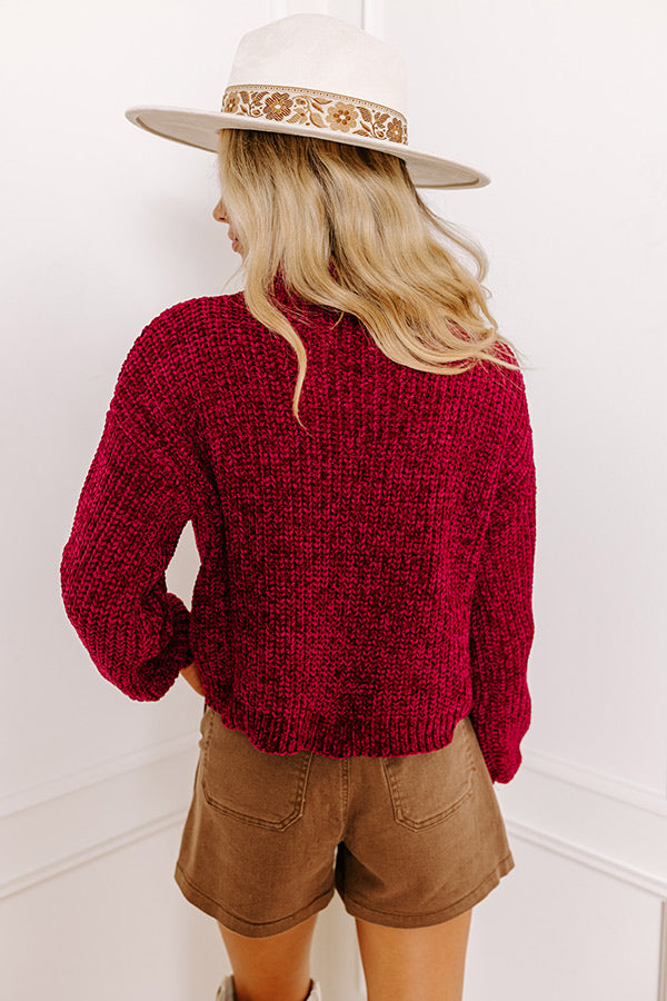 Fall Leaves Chenille Sweater In Sangria