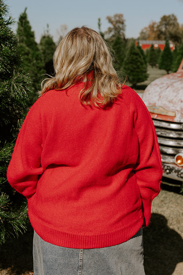 Merry Turtle Neck Sweater In Red Curves