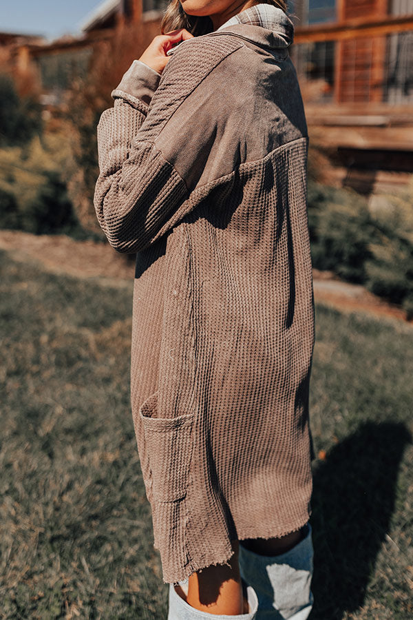 Harvest Cheer Waffle Knit Mini Dress In Taupe
