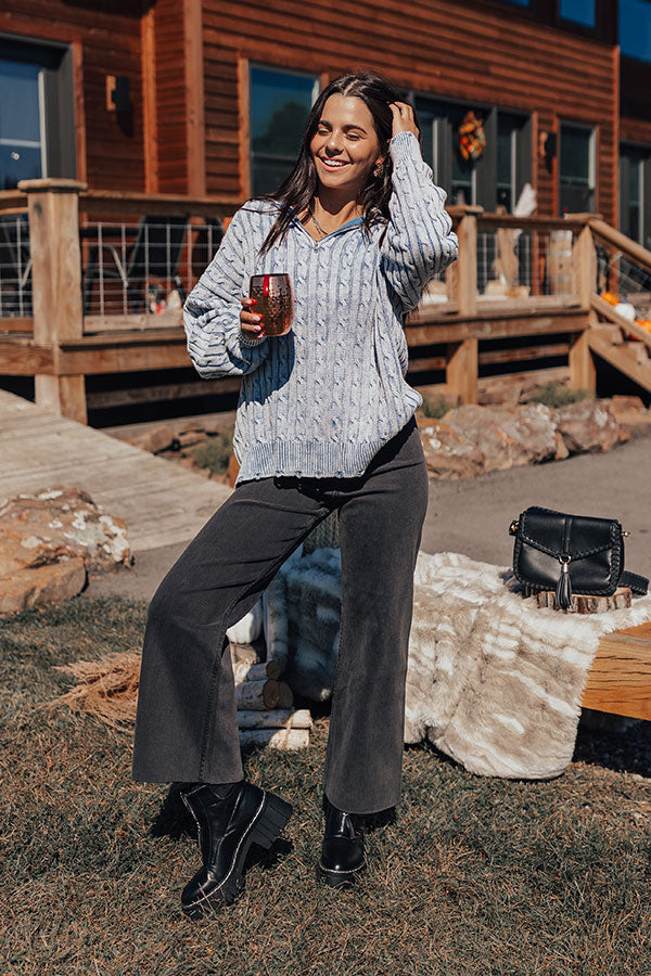 Sunday in St. Cloud Cable Knit Sweater in Airy Blue