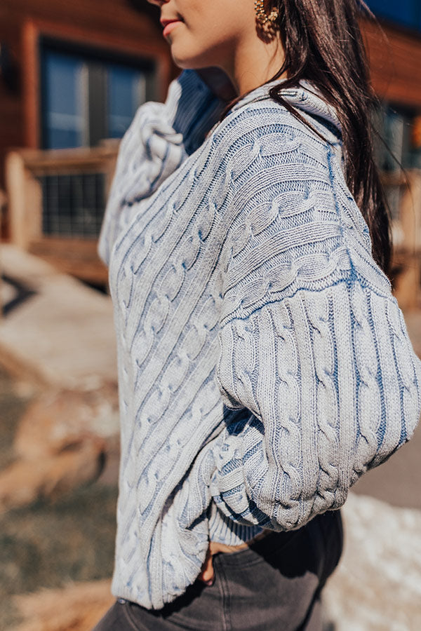 Sunday in St. Cloud Cable Knit Sweater in Airy Blue