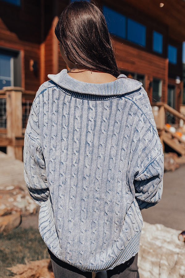 Sunday in St. Cloud Cable Knit Sweater in Airy Blue