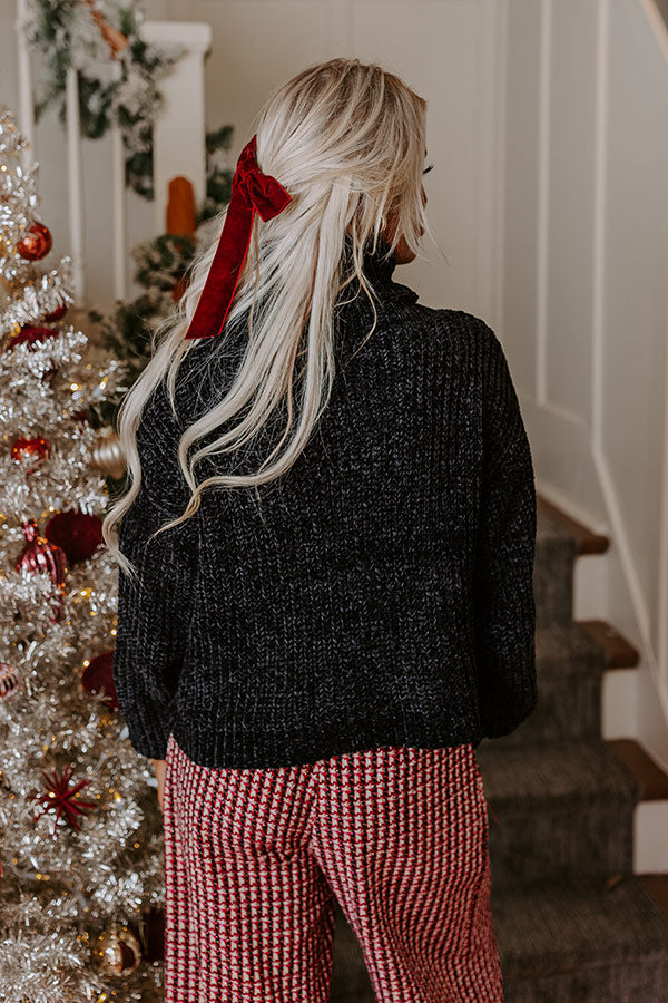 Fall Leaves Chenille Sweater In Black