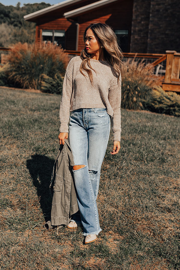 Fall Sentiments Chenille Sweater In Birch