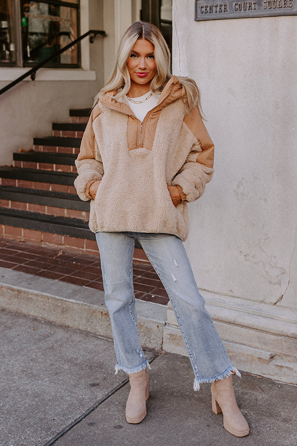 Bonfire Nights Sherpa Pullover in Khaki