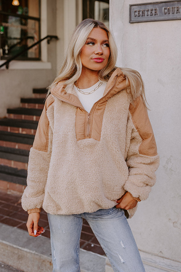 Bonfire Nights Sherpa Pullover in Khaki