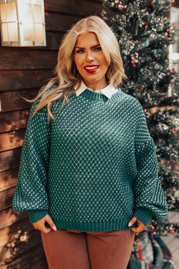 Mountain View Knit Sweater In Hunter Green Curves