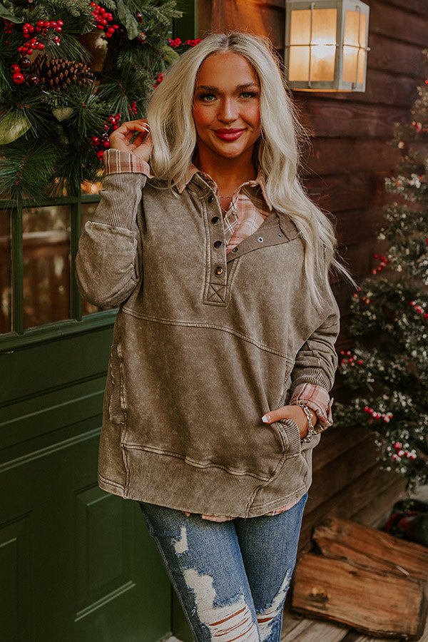 Fireside Comfort Mineral Wash Hoodie In Taupe
