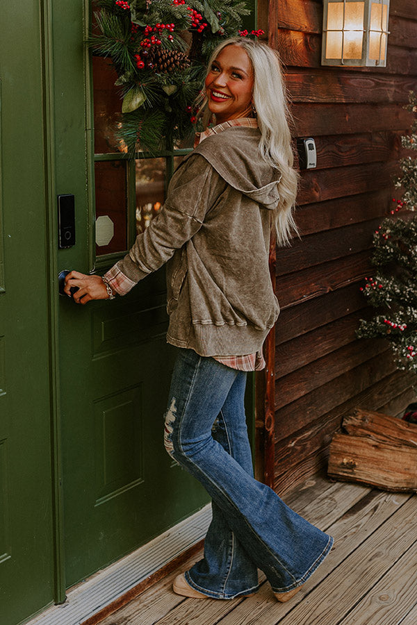 Fireside Comfort Mineral Wash Hoodie In Taupe