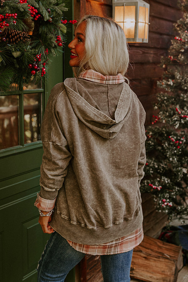 Fireside Comfort Mineral Wash Hoodie In Taupe