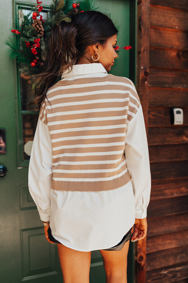 Kaleidoscope Ways Sweater Top In Iced Latte