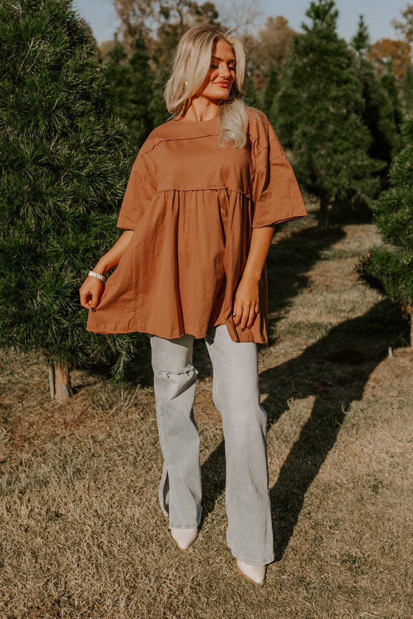 Lovely Tokens Mini Tunic Dress In Rust