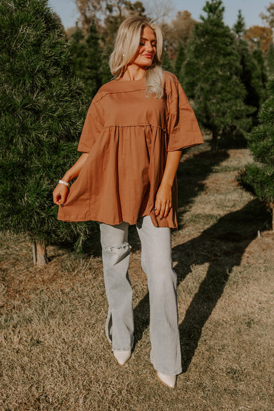Lovely Tokens Mini Tunic Dress In Rust