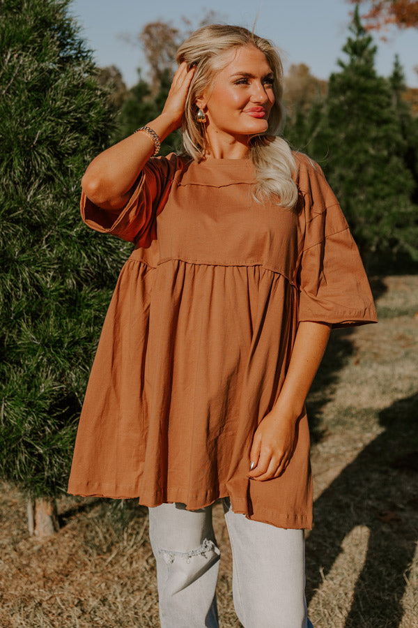 Lovely Tokens Mini Tunic Dress In Rust