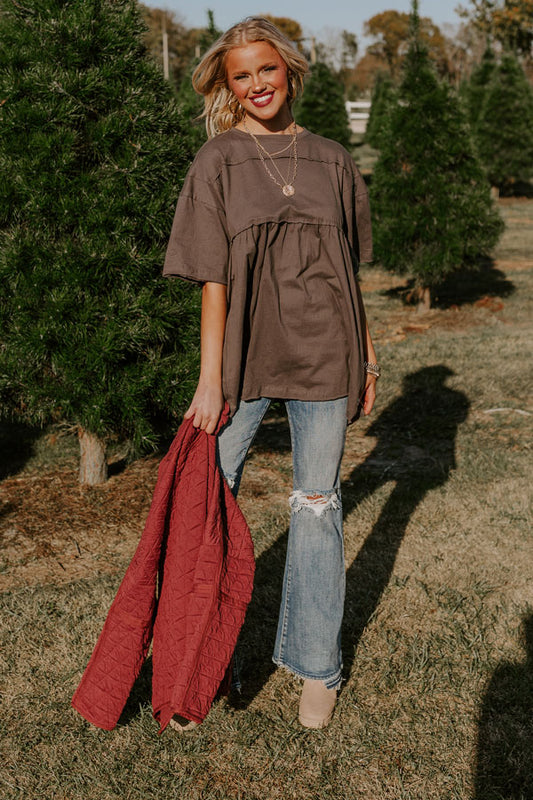 Lovely Tokens Mini Tunic Dress In Charcoal