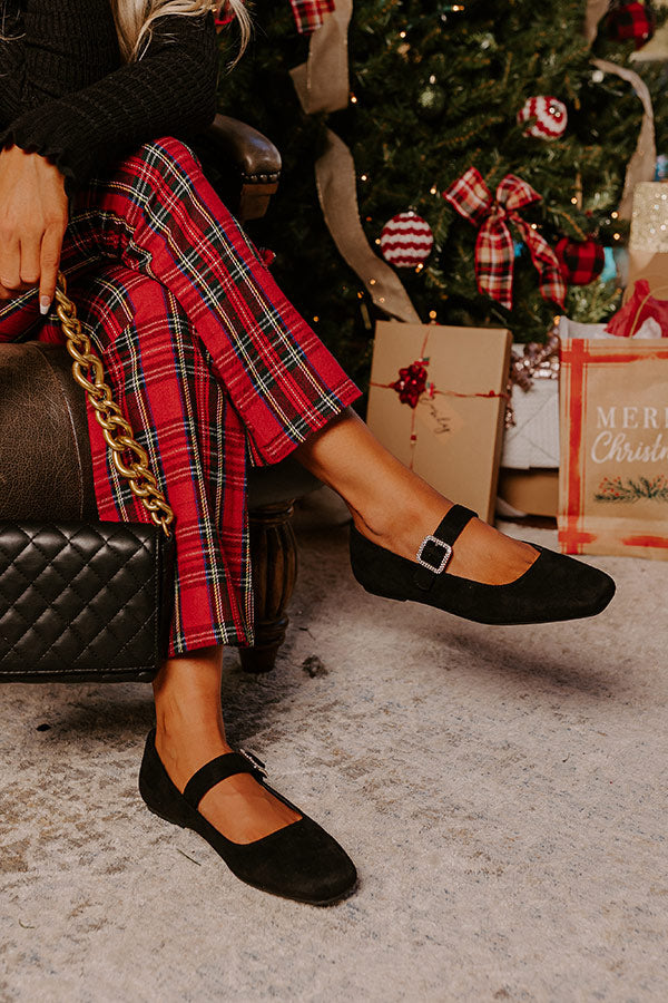 Paris Dreaming Faux Suede Flat in Black