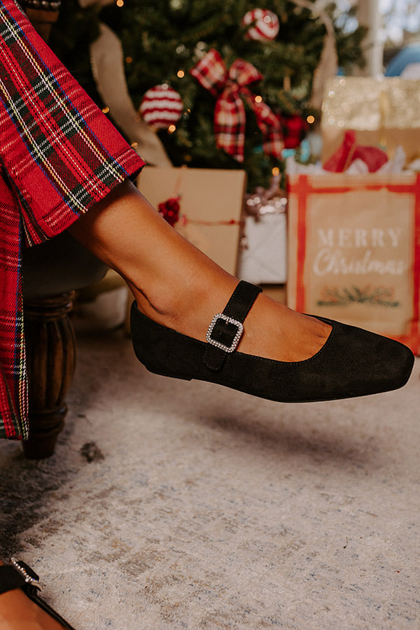 Paris Dreaming Faux Suede Flat in Black