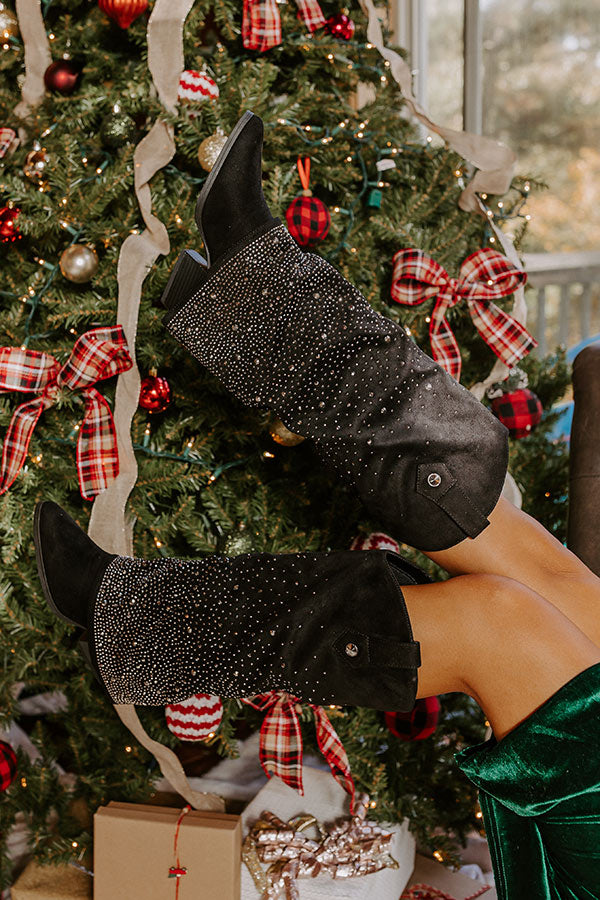 The Kenzo Embellished Denim Cowboy Boot In Black