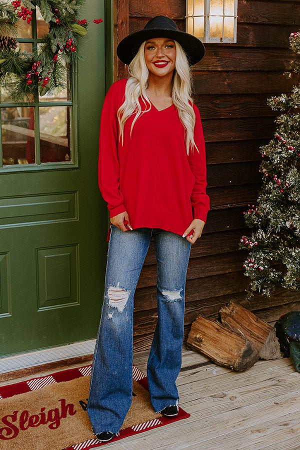 Sincerely Snuggly Sweater Top in Red