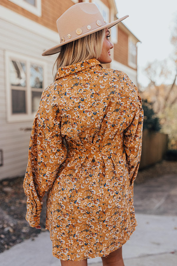 Fall Sunset Corduroy Mini Dress in Mustard