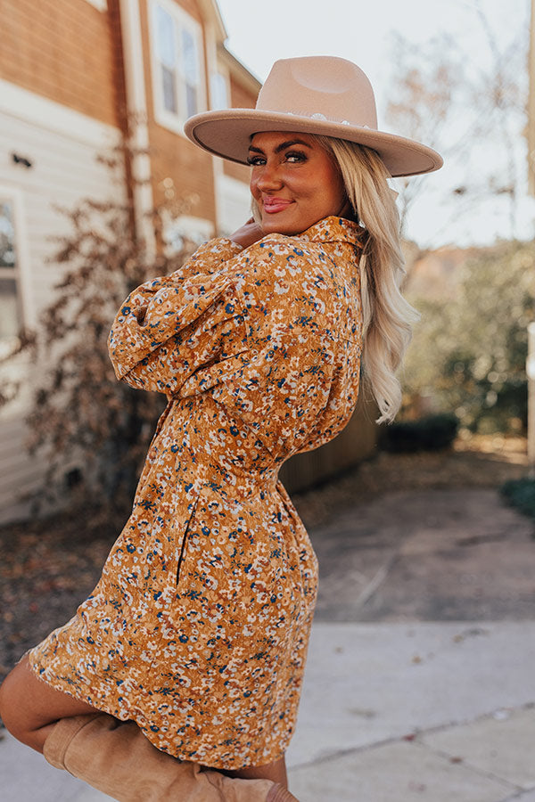 Fall Sunset Corduroy Mini Dress in Mustard