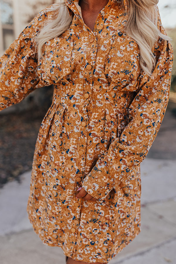 Fall Sunset Corduroy Mini Dress in Mustard