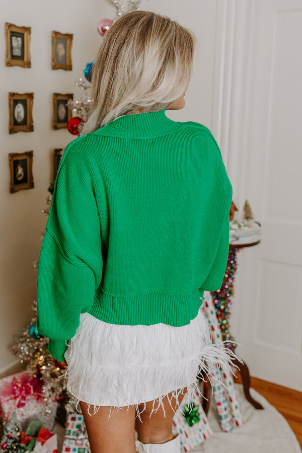 Autumn Charm Knit Sweater In Kelly Green