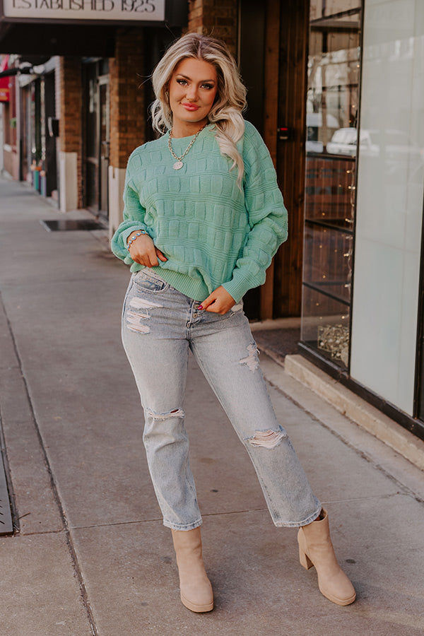 Crackling Fire Knit Sweater In Mint
