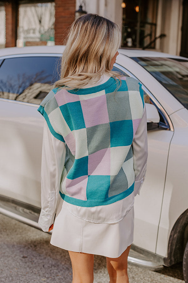 Cinnamon Lane Sweater Vest In Turquoise