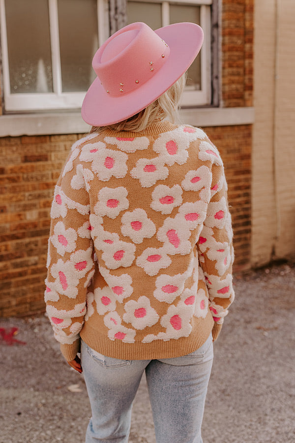 Living Floral Sweater in Iced Latte