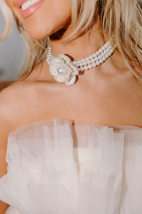Floral Statement Pearl Choker In Ivory