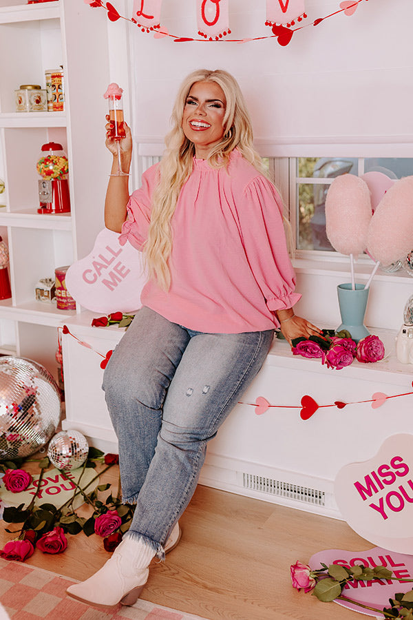 Brunch Date Shift Top in Pink Curves