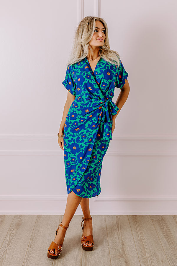 Botanical Garden Wrap Midi in Green