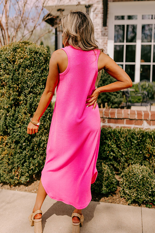 Boardwalk Cutie Ribbed Midi in Bubblegum Pink