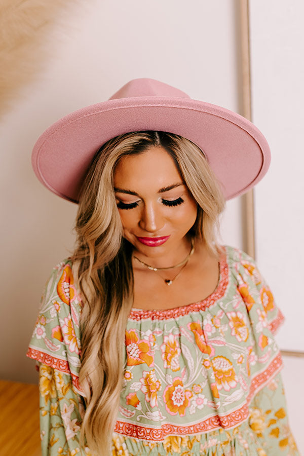 Chic and Charm Felt Fedora in Blush